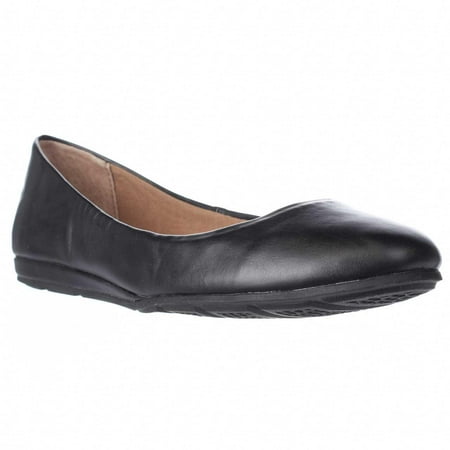 Womens AR35 Ellie Casual Round Toe Ballet Flats, Black Smooth, 7