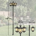 thumbnail image 3 of Outsunny 74" 3-Head Solar Lamp Post Light, Waterproof LED Solar Light Posts, 3 of 10