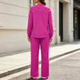 thumbnail image 6 of Two‑Piece Set for Women Solid Color Henley Neck Button Top & Drawstring High Waist Wide Leg Pants with Pockets for Any Occasion, 6 of 8