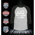 thumbnail image 2 of Shop4Ever Men's I Love Jesus but I Drink a Little Funny Christian Raglan Baseball Shirt X-Small Heather Grey/Black, 2 of 4