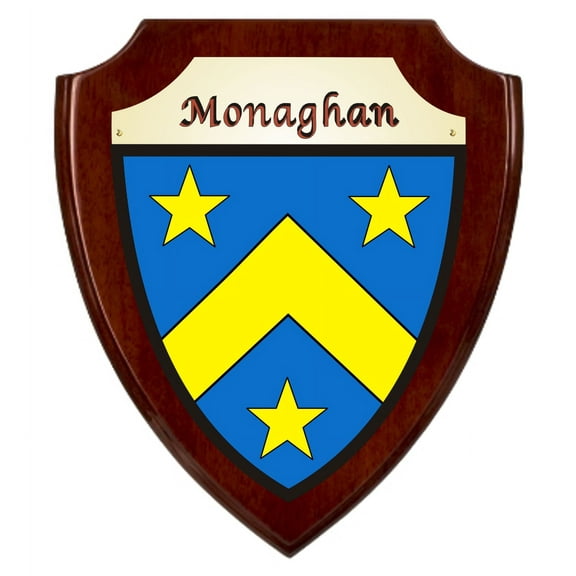 Monaghan Irish Coat of Arms Shield Plaque - Rosewood Finish