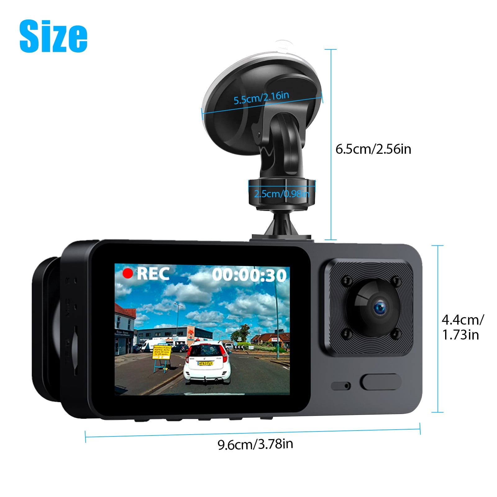 3 Channels Dash cam Car DVR 3LCD wifi 360° Driving Recorder Super Night  Vision