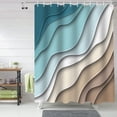 thumbnail image 6 of Fabric Teal Blue Shower Curtains Modern Geometric Bath Curtain Brown Abstract Waterproof Bathroom Curtain Decorative Bathtub Accessories 72x84inch, 6 of 6