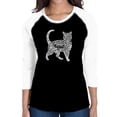 thumbnail image 1 of LA Pop Art Women's Raglan Baseball Word Art T-shirt - Cat, 1 of 2