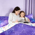 thumbnail image 4 of Homewish Blue Galaxy Queen Comforter Set, Constellations Horoscopes Comforter Sets Queen, Colorful Stars Reversible, 3 Pieces 1 Comforter and 2 Pillowcases, 4 of 6