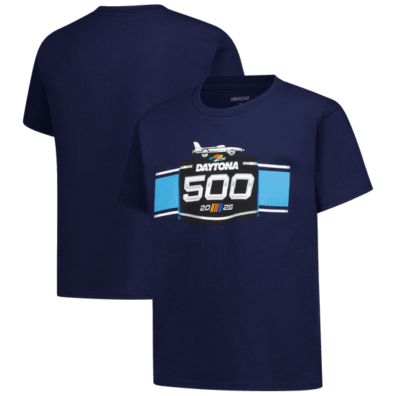 Youth Checkered Flag Sports Navy Daytona International Speedway 2026 Daytona 500 Logo T-Shirt