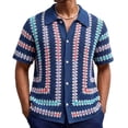 thumbnail image 2 of Yaoyar Mens Knit Button Down Shirt Short Sleeve Vintage Collared Shirts Summer Casual Beach Tops Vacation Shirt, 2 of 8
