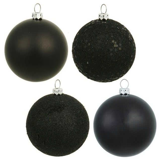 6 in. Black Ball Christmas Ornament - 4 Per Box