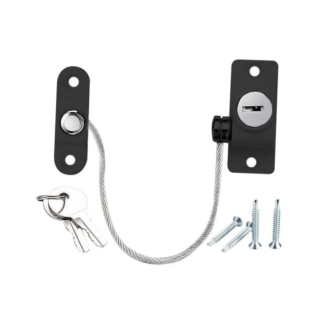 Window Restrictor Lock Security Adjustable Rustproof for Bedroom Home School Black