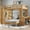 Natural, variant on Newest Queen over Twin Bunk Bed with Dismountable Lower Bed & Desk - Solid Wood Frame, Built-in Wardrobe & Shelves, Convertible to Loft Bed, Grey