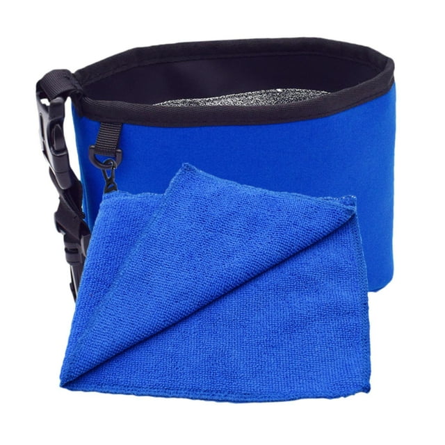 Bolsa para limpiar palos de golf y pelotas, bolsa para lavar pelotas, bolsa limpiadora para quitar polvo y césped, clip para colgar para practicar en azul