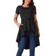 thumbnail image 1 of INSPIRAR CHIC Blusas de Mujer de Manga Corta con Dobladillo Alto y Bajo, Cuello Redondo, Cintura con Corbata, Dobladillo Asimétrico Irregular, XL Negro, 1 of 5