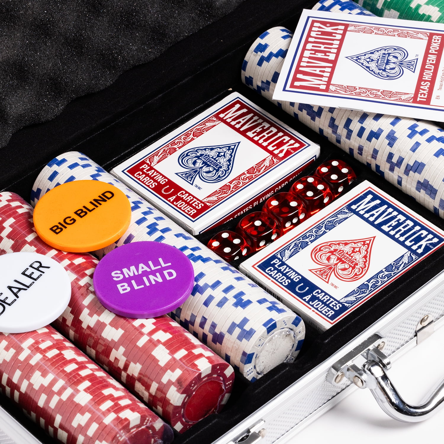 MAVERICK Texas Hold'em Game Set with 300 11 Gram Chips, Cards