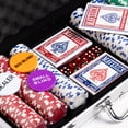 thumbnail image 3 of Maverick Texas Hold 'Em Poker Set with Aluminum Case, 300 11 Gram Casino Poker Chips, 2 Decks of Maverick Playing Cards, 5 Red Dice, and 3 Buttons Casino Game for Adults, 3 of 5