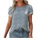 thumbnail image 2 of Blusa de Manga Corta Fiudx con Cuello Redondo y Manga de Encaje para Mujer a la Moda, 2 of 7