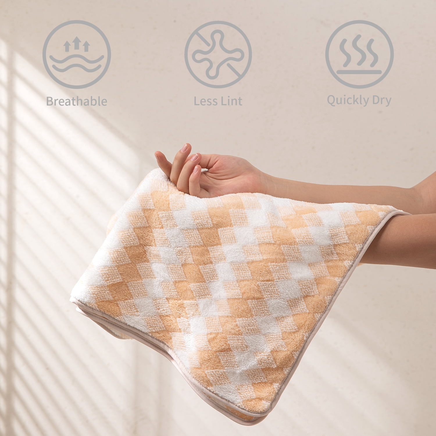 Beartech 12 Piece Hand Towel Set, Ultra Soft and Highly Absorbent Microfiber Towels 600GSM Quick Dry 16"x32" Hand Towels For Bathroom,kitchen-Apricot Yellow