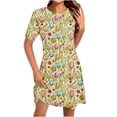 thumbnail image 2 of Plus Size Easter Dresses for Women Floral Print Short Sleeve Round Neck Casual Loose Fit, 2 of 5