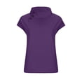 thumbnail image 4 of Miluxas Tops Clearance Plus Size Women's Solid Color Short Sleeve Open Button Pullover Loose Cotton Shirt Purple 8(L), 4 of 6