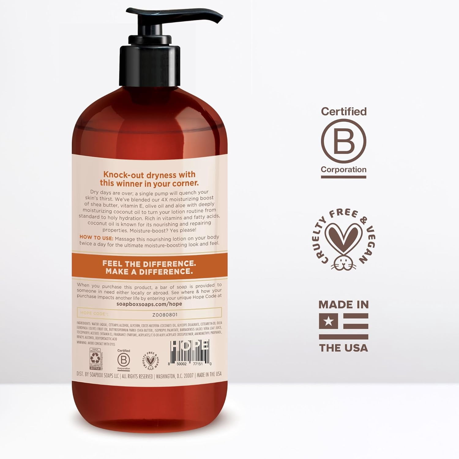 Soapbox Moisturizing Body Lotion, Coconut Milk & Sandalwood with Aloe and Shea Butter, 3 Pack 16oz