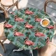 thumbnail image 3 of Pink Flamingos Tropical Leaves Fitted Round Tablecloths Table Covers 36"-44",Waterproof Table Cloth for Kitchen Holiday Party Tables Decor, 3 of 9