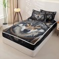 thumbnail image 2 of Manfei Rustic Wolf Zipper Full Size Comforter Sets with Fitted Sheet and 2 Pillowcases,Jungle Animal Zipper Bedding Set,Brown Gray Black,Black Reversible,4pcs, 2 of 8
