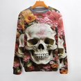 thumbnail image 2 of Gothic Skull Lover Womens Sweater 2024 Crew Neck Long Sleeve Knitted Casual Loose Pullover Top, 2 of 6