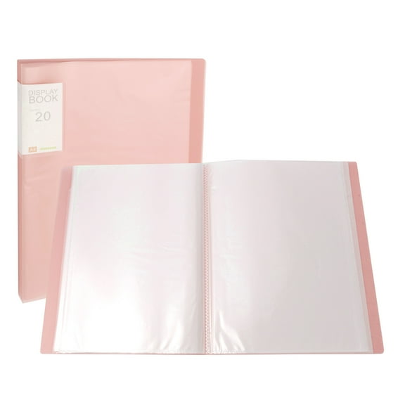 Uxcell 9.4x12.2" Binders with Plastic Sleeve, PP 20 Pockets Waterproof Sheet Folder Protector Portfolio, Pink