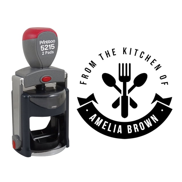 Printtoo Roound Personalized Black Self Inking Kitchen Stamp Custom Business Monogram Rubber Stamper-45 mm