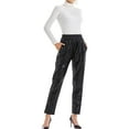 thumbnail image 6 of Women's Faux Leather Pants Casual Pencil Pants with Pockets High Waist Trousers Streetwear, 6 of 7