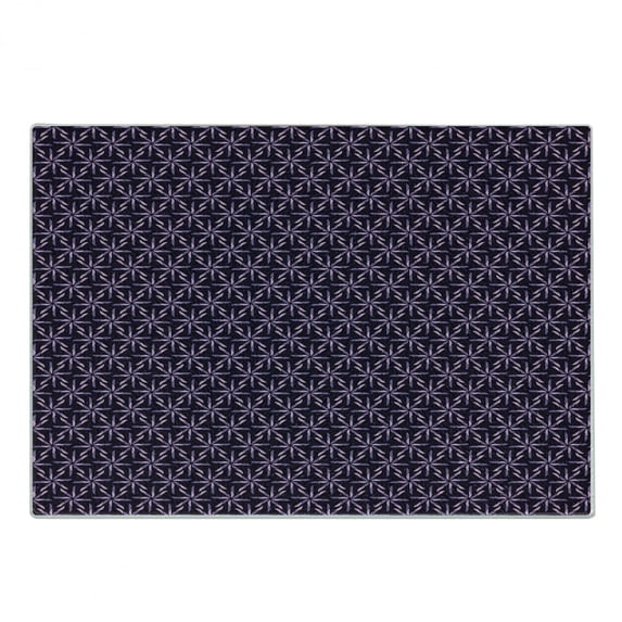 Geometric Cutting Board, Pinwheel Design with Dark Color Palette Abstract Pattern Winter Motifs, Decorative Tempered Glass Cutting and Serving Board, Small Size, Mauve Lavender Purple, by Ambesonne