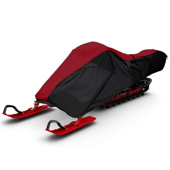 Zenicham Upgraded Heavy Duty Trailerable Waterproof Snowmobile Cover, Red/Black, Fit up to 145"