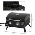 thumbnail image 3 of BBQ Grill Outsunny 2 Burner Propane Gas Grill Outdoor Portable Tabletop BBQ with Foldable Legs, Lid, Thermometer for Camping, Picnic, Backyard, Black,Portable Grill, 3 of 9