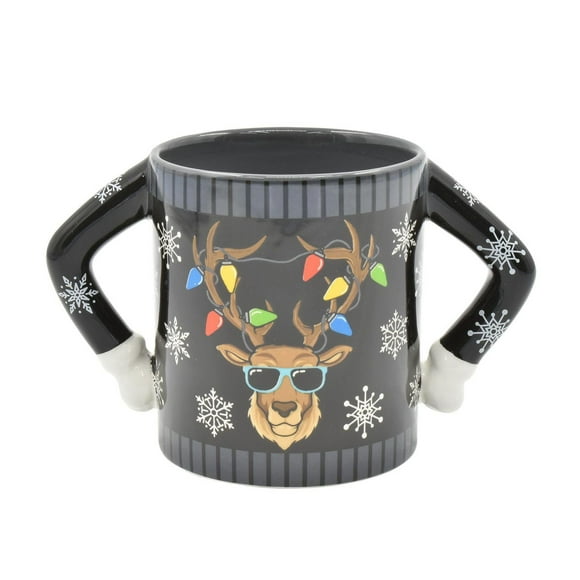 HOLIDAY TIME REINDEER DESIGN UGLY SWEATER MUG