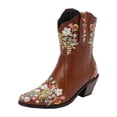 thumbnail image 1 of XZNGL New Winter Cowboy Boots Embroidered Flowers Thick Heel Ladies Short Boots, 1 of 9