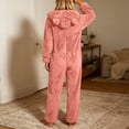 thumbnail image 5 of FAIWAD Women's Fleece Onesies Plush Hooded Jumpsuit with Pockets Soft Warm Full Zip Loungewear, 5 of 7