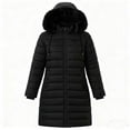 thumbnail image 3 of Enjoytime Winter Coats for Women Solid Color Long Sleeve Hooded Zip Up Jackets Fall Fashion Warm Thick Mid Length Outerwear, 3 of 3