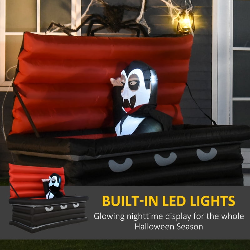 Alvantor Halloween Decoration Inflatables Vampire and Giant Coffin with LED Lights 70.75"x31.5"x31.5" Black/Red