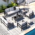 thumbnail image 2 of AECOJOY 7-Piece Outdoor Patio Set – Gray, Aluminum Sectional Sofa with Coffee Table, Seats 9, 2 of 8