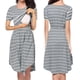 thumbnail image 3 of Sonducket Vestido de enfermería Vestido de rayas de manga corta Trajes de mujer que amamanta Vestidos Gris XXL, 3 of 6