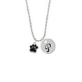 thumbnail image 2 of Delight Jewelry Silvertone Small Black Paw Silvertone Script Initial Disc - P - Charm Necklace, 20"+3", 2 of 4