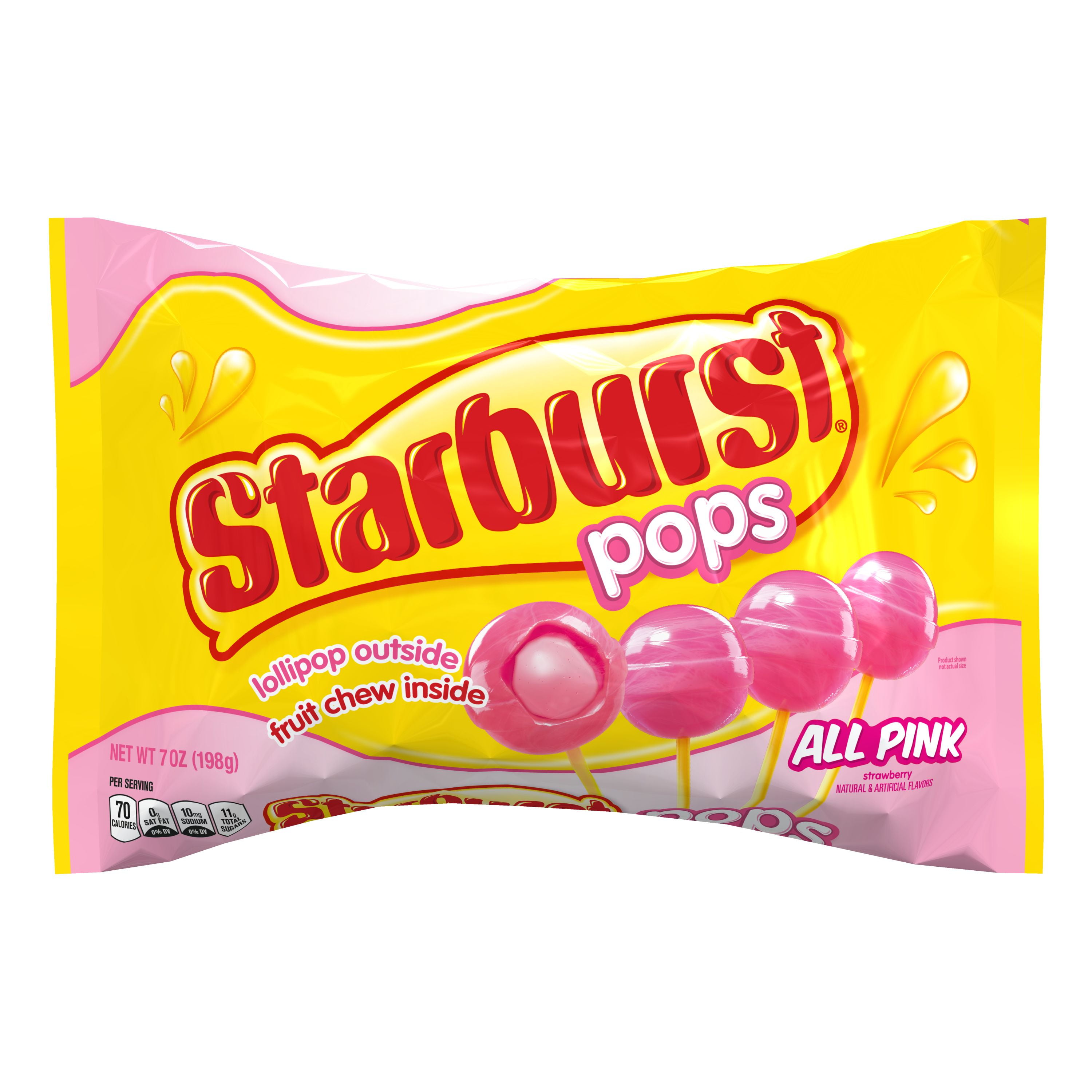 Starburst Pops All Pinks Lollipops 7.0 oz. Lay Down Bag