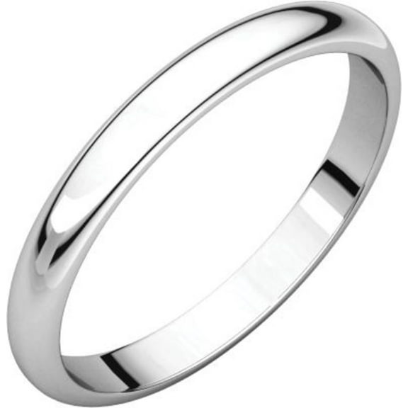 Platinum 2.5mm Half Round Band - Size 8