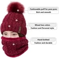 thumbnail image 2 of Womens Pom Beanie Hat Scarf Set Girls Cute Winter Ski Hat with Fleece Lined, 2 of 7