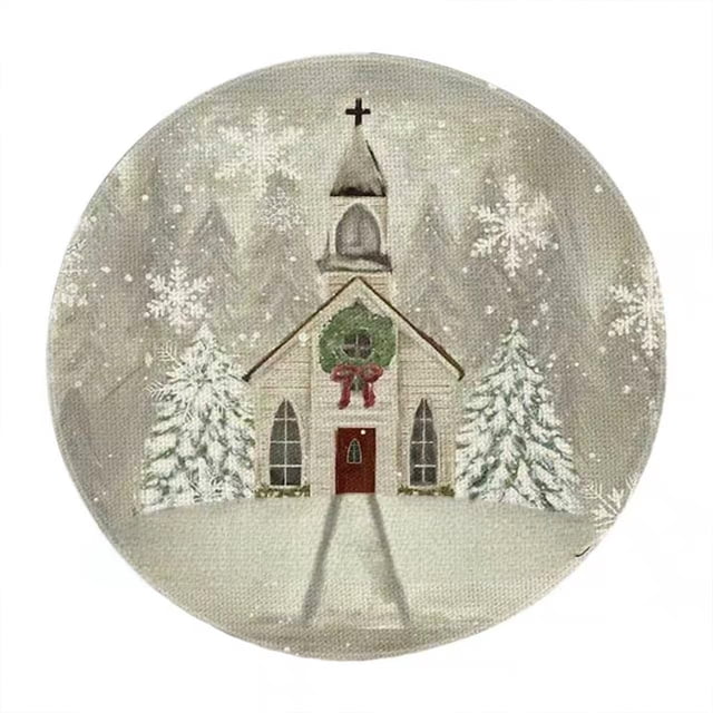 Decoraciones de Mesa de Navidad 35.5x35.5x0.5cm Navidad Muñeco de Nieve Alfombras Redondas Decoración de Mesa de Cocina Alfombras Aisladas Alfombras de Mantel