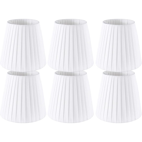Set of 6 Natural Linen White Clip On Chandelier Lamp Shades For Chandeliers, Wall Lamps, And Other Lighting Fixtures Using E12 Bulbs 4 * 6 * 5 Inch