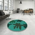 thumbnail image 4 of Ahgly Company Machine Washable Indoor Square Transitional Deep Teal Green Area Rugs, 7' Square, 4 of 7
