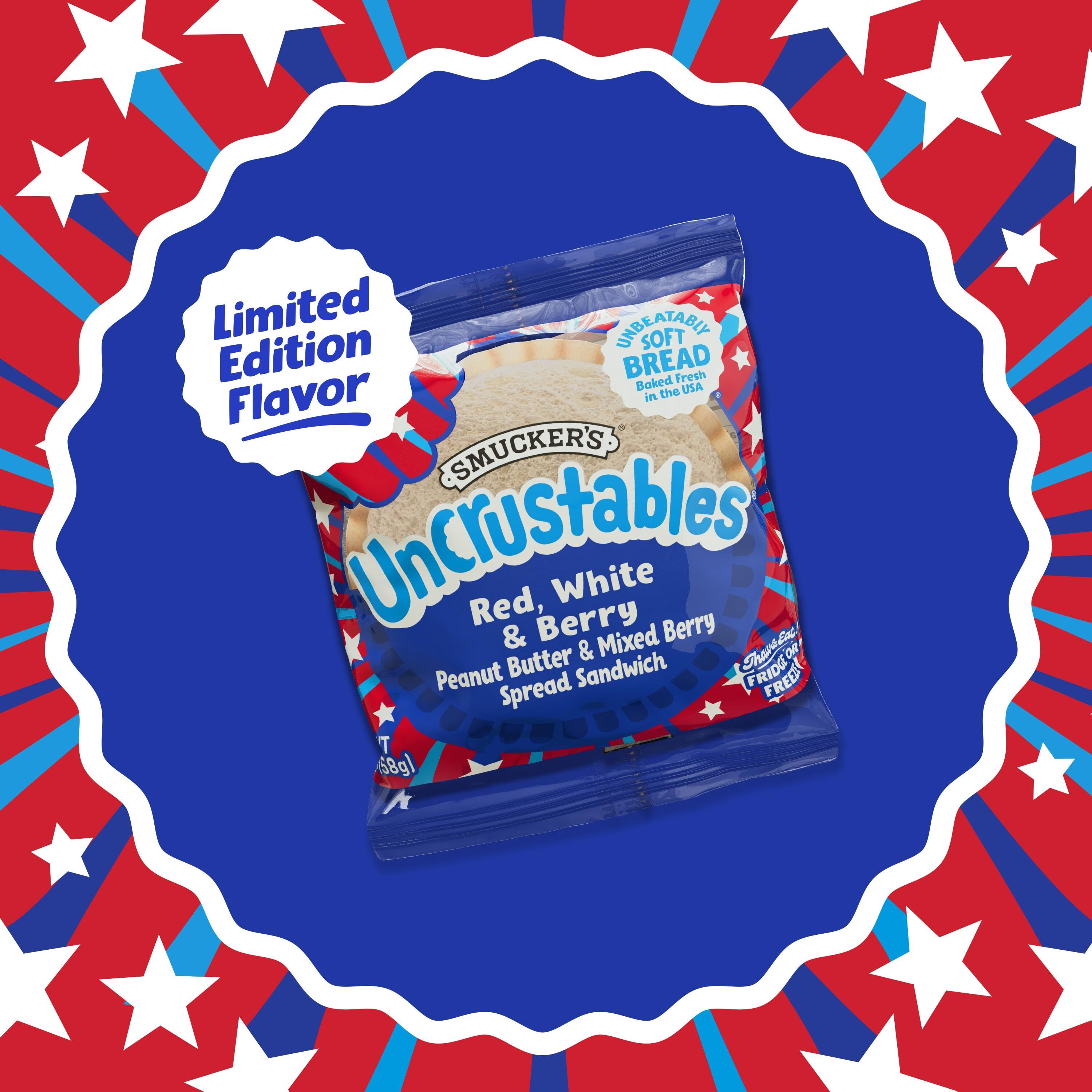 Smucker’s Uncrustables Peanut Butter & Mixed Berry Spread Sandwiches, 2 oz, 4 Count (Frozen)