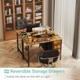 thumbnail image 3 of Lufeiya 40 inch Computer Desk with 4 Fabric Drawers, Kids Student Small Desks for Home Office Small Space, Work PC Desk Table for Bedroom, Rustic Brown, 3 of 8