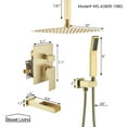 thumbnail image 2 of Boyel Living 10 Inch Ceiling Mount Rain Shower System Shower Combo Handheld Shower Brushed Gold, 2 of 7