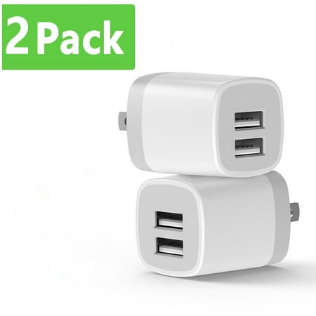 USB Wall Charger, dual USB Charger Adapter, Vogek 2-Pack 3.1Amp Dual Port Quick Charger Plug Cube Replacement for Cell Phone, MP3, Bluetooth Speaker Headset and (Best Usb Phone Charger)